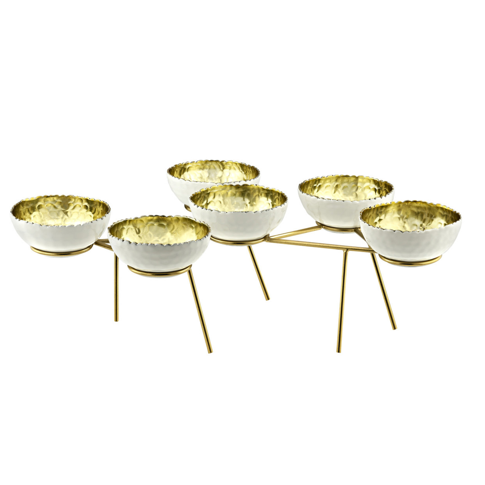 TWS 33849  Set 6 Bowls On Stand White&gd.