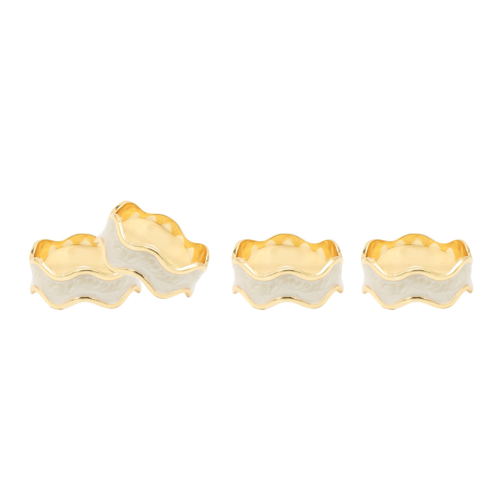95551  S/4 White Swirl Napkin Rings