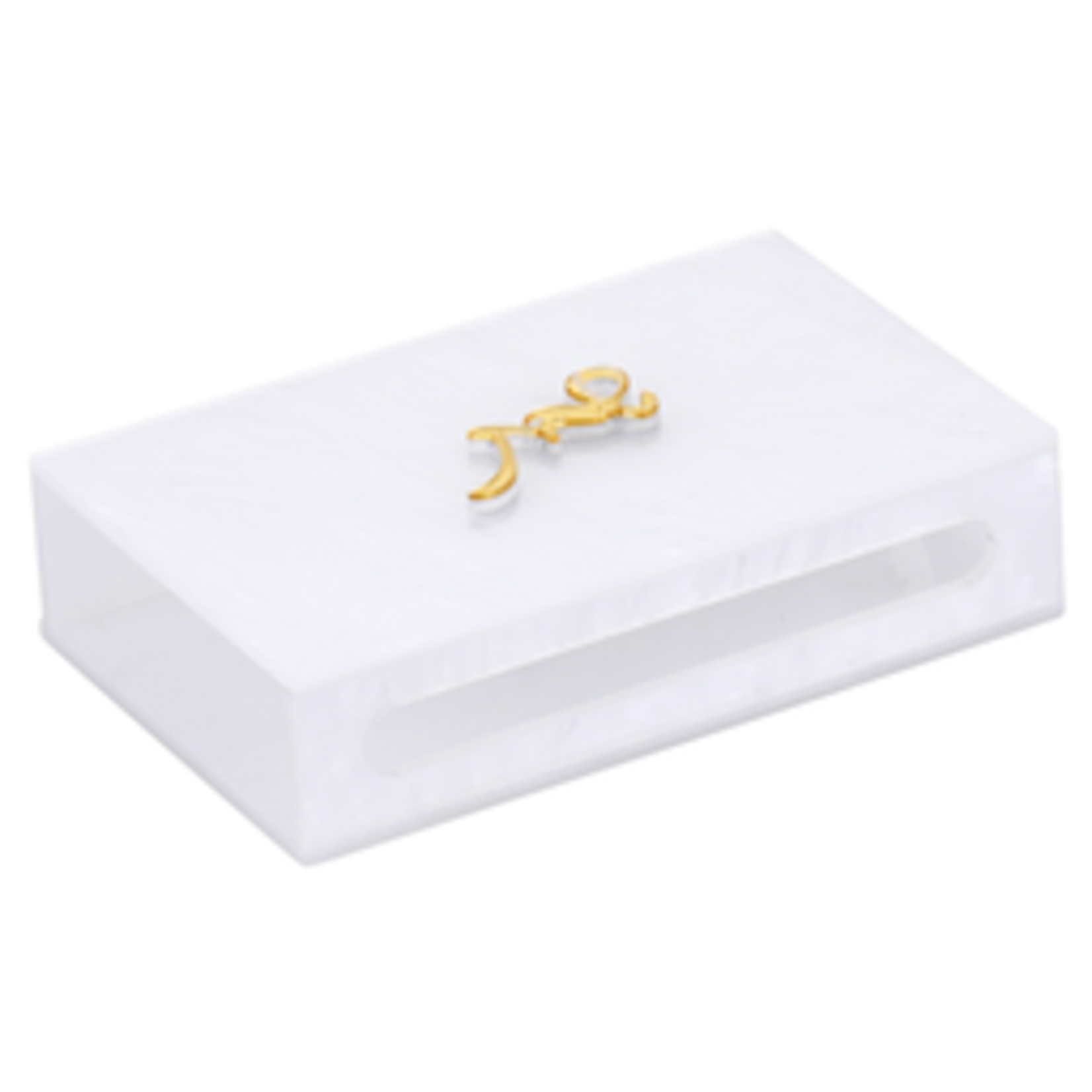 TWS J-MBHL-W-GD Lucite White Matches Box Holder Gold