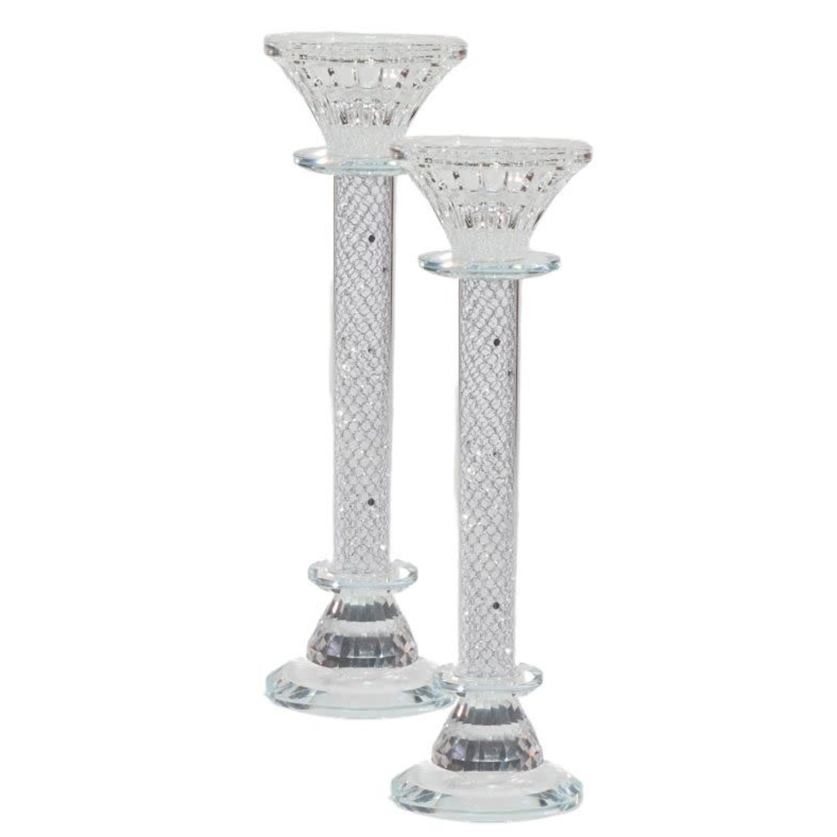 TWS 182333 Crystal Candlestick With Silver Paper Filling 9.5"