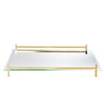 TWS gt2183 glass oblong tray with gold handles