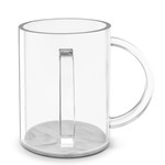 TWS WCGM Clear Lucite Washing Cup with Grey Marble Bottom and Clear Handles 4” Diameter and 5” Height