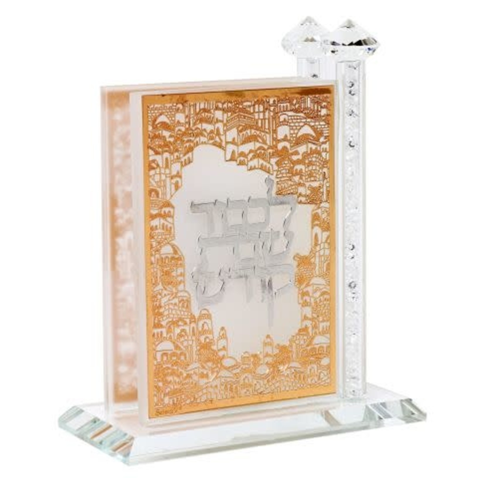 181014 Crystal Match Box Standing Combined Gold and Silver plate