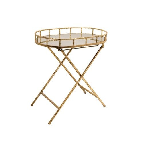 1228303 OVAL GOLD METAL ACCENT TABLE, MIRROR TOP The Westview Shop