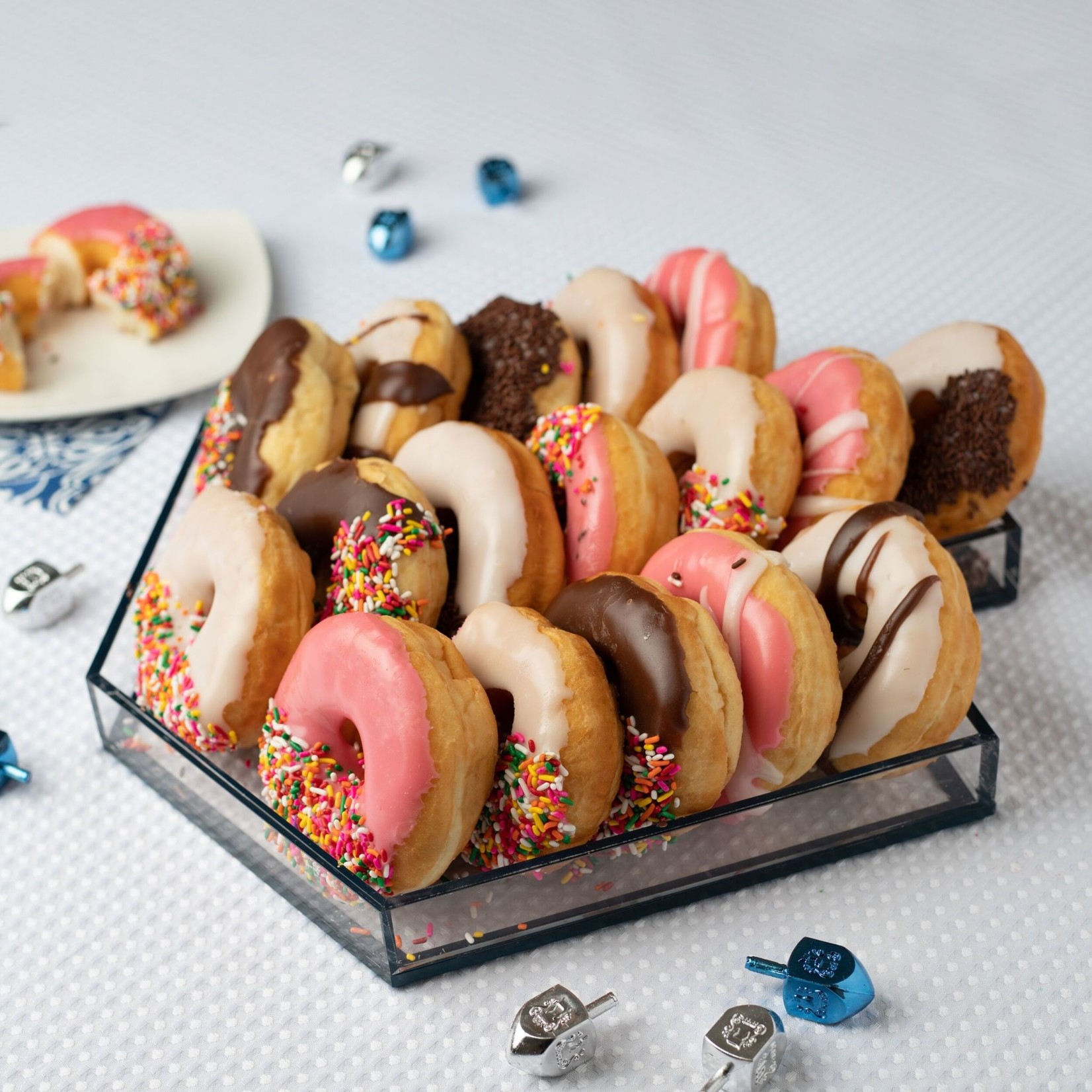 Presented Touch Chanukah Donuts/Latkes Serving Tray Dreidel Shape Design  Clear Blue - The Westview Shop