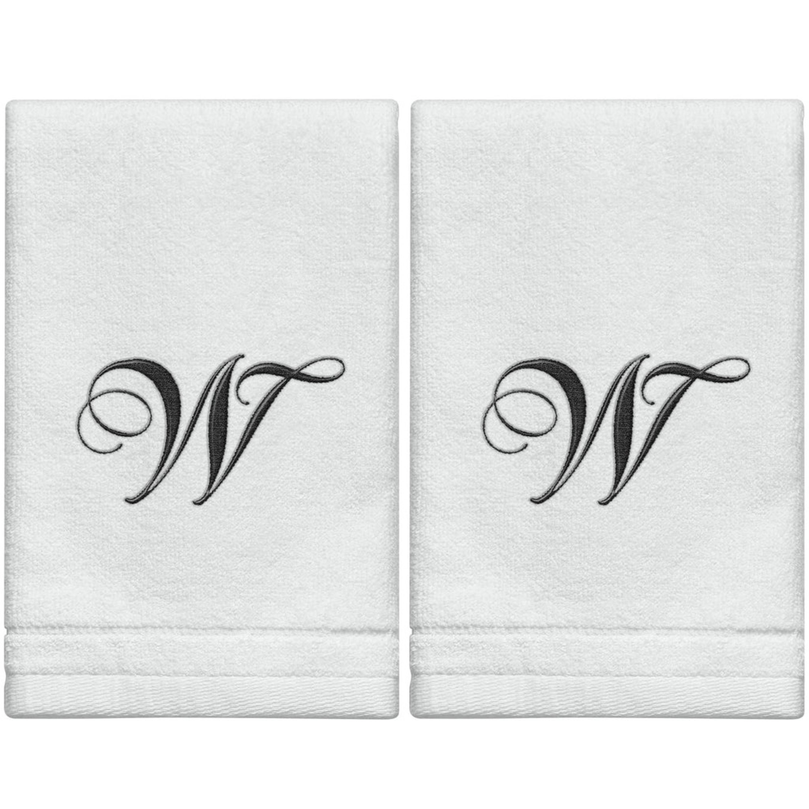 MWA-07190 A - Cotton velour monogram towel () - White/Black - The