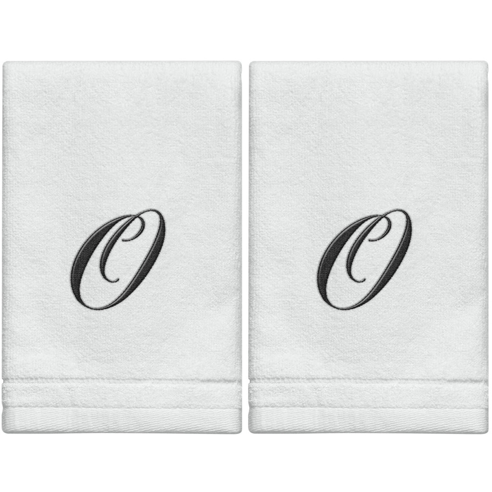 MWA-07190 A - Cotton velour monogram towel () - White/Black - The