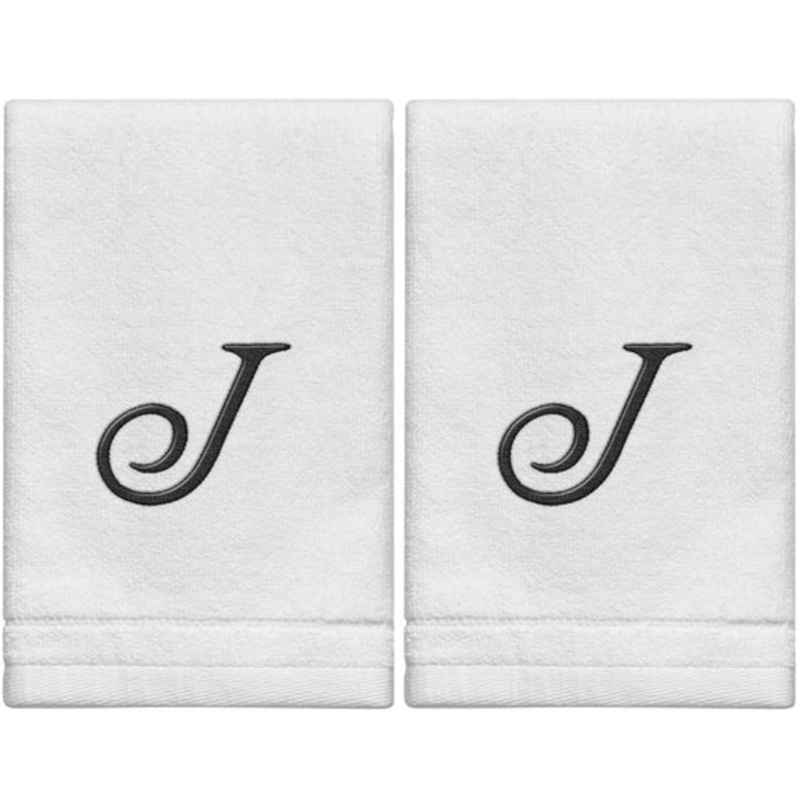 MWJ-07199 J - Cotton velour monogram towel (2 Pack) - White/Black