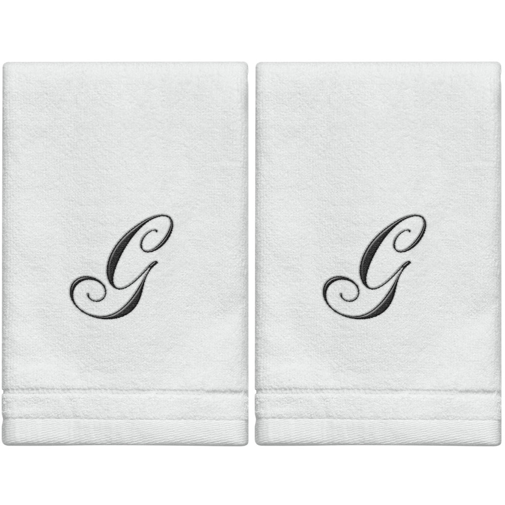 MWA-07190 A - Cotton velour monogram towel () - White/Black - The