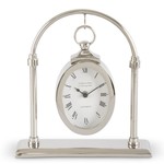 17523A 11 Inch Silver Oval Hanging Clock w/Arch Stand