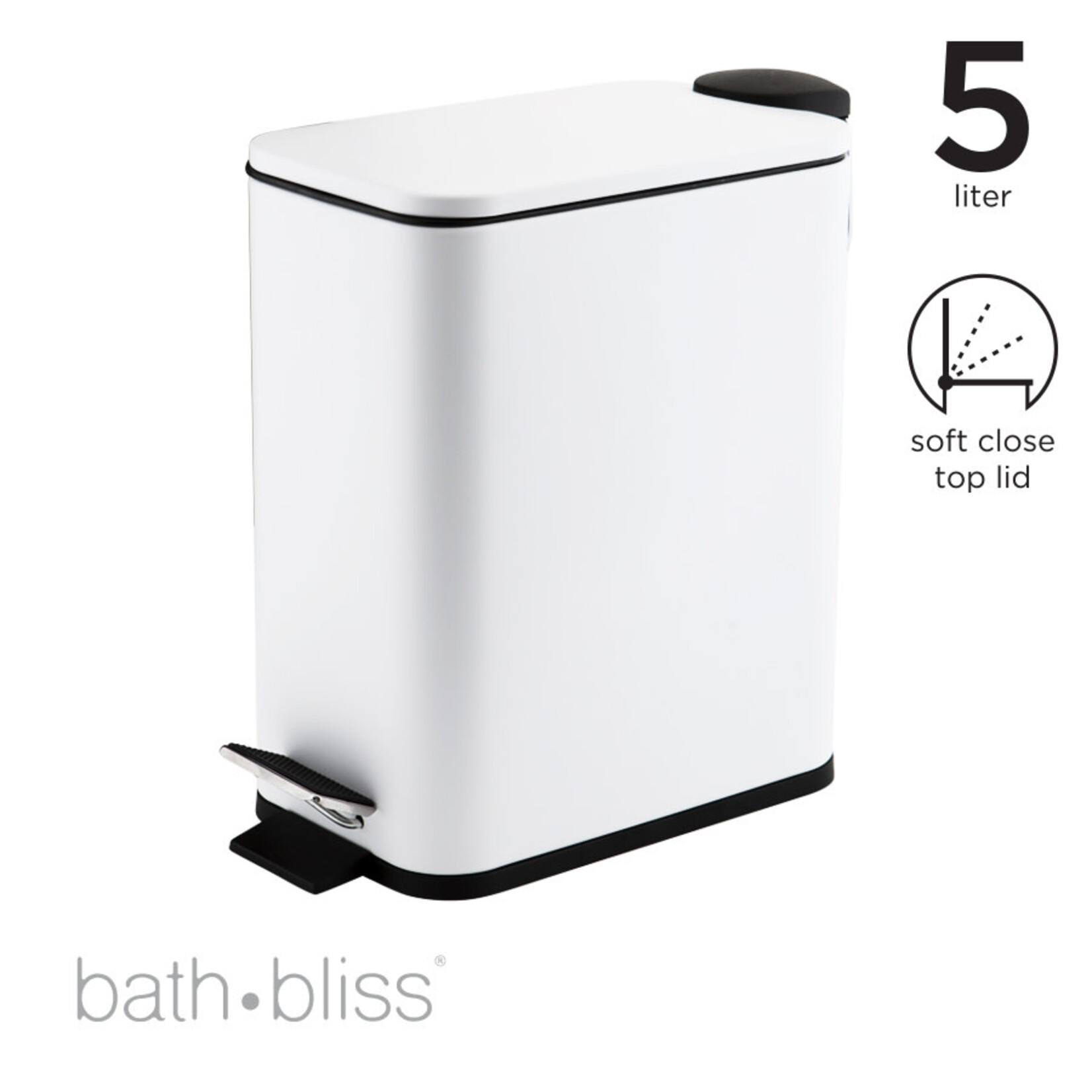 5L Waste Bin White - Bath Bliss