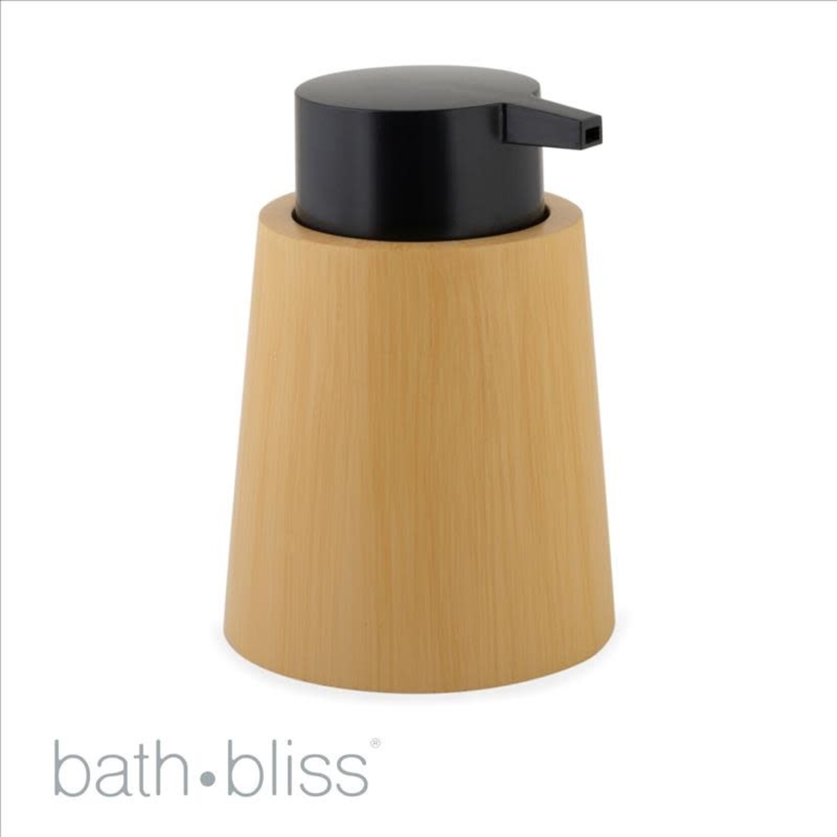 10205-Natural Cypress Wood-Like Poly Resin Soap Dispenser -Black Pump