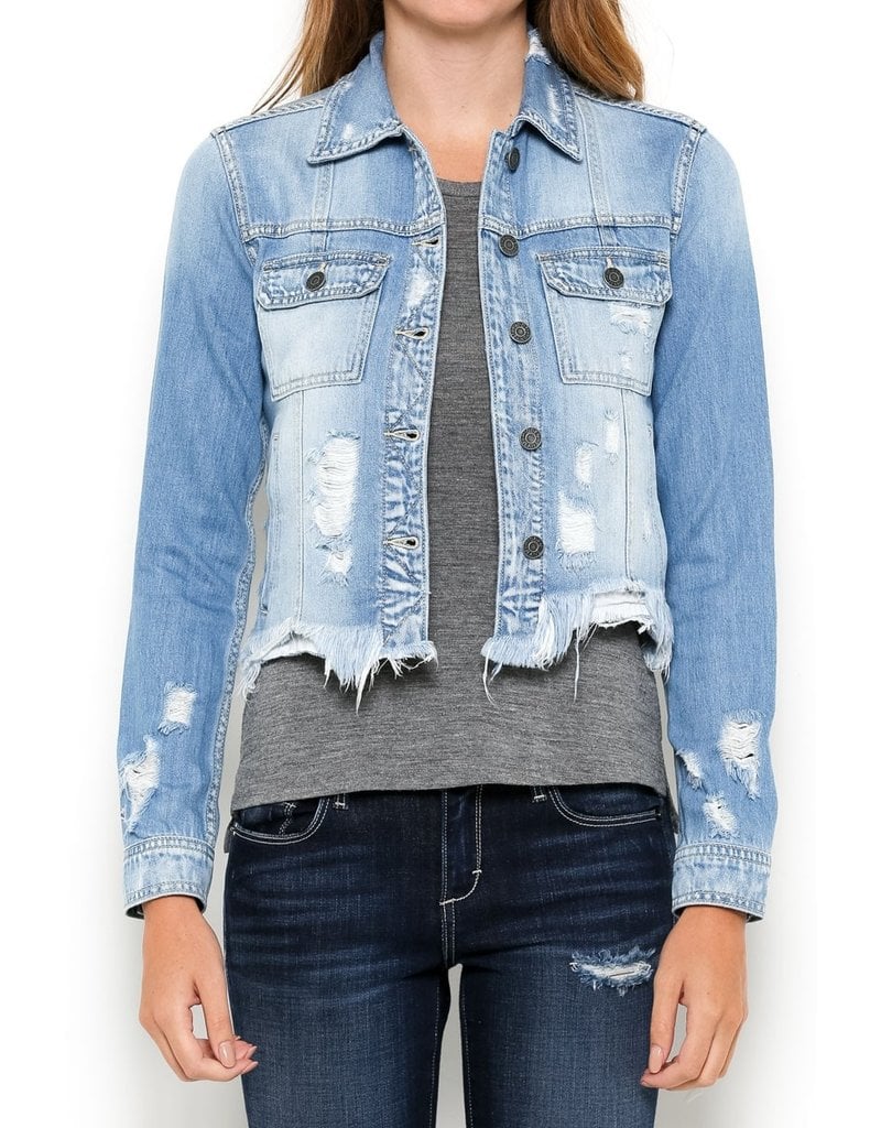 HD985J-LT - Denim Jacket with Frayed 