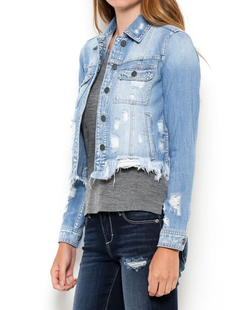 frayed bottom denim jacket