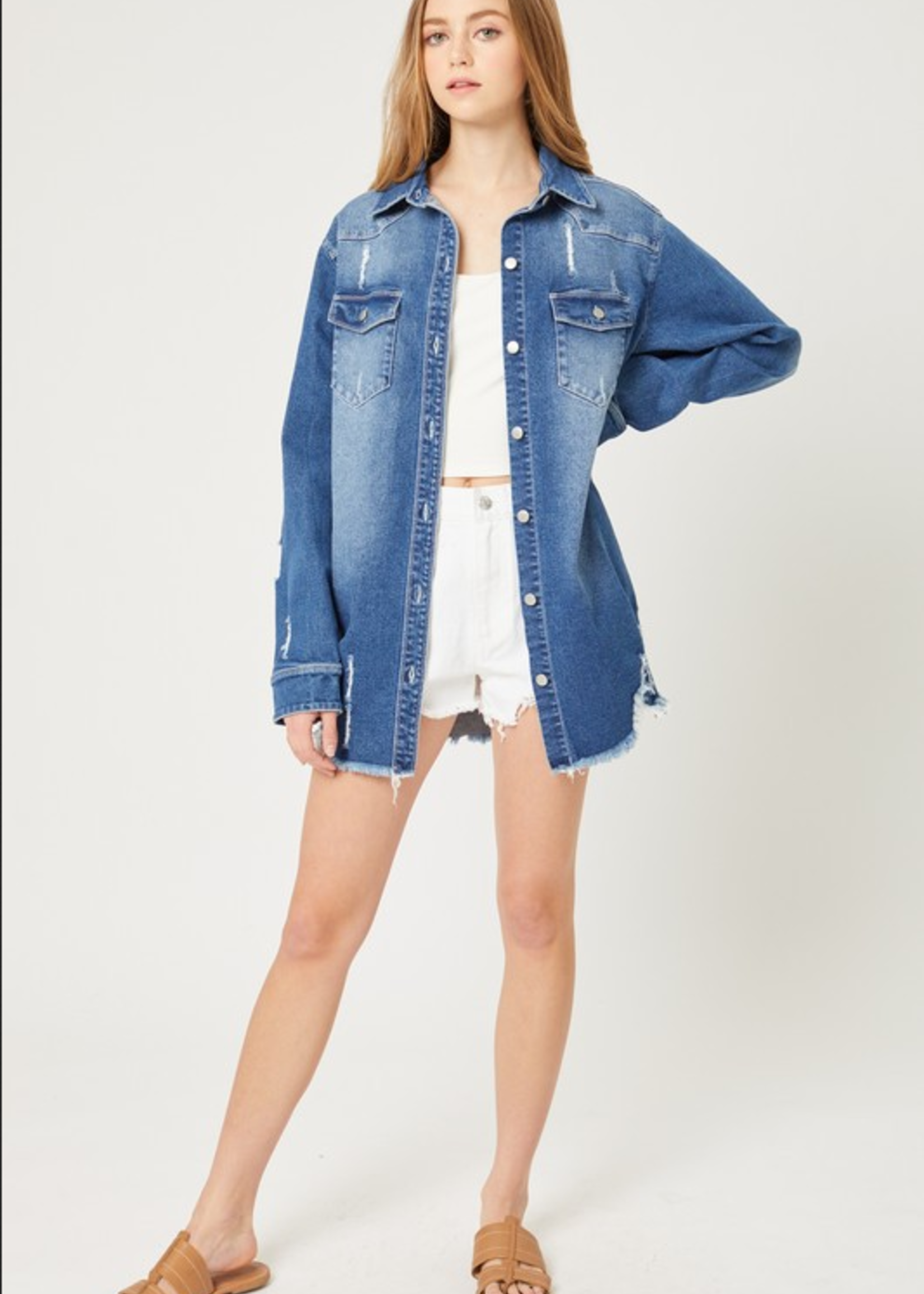 blue button up jacket