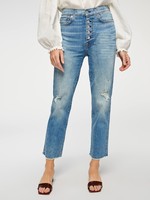 7 for All Mankind Highwaist Crop with Exposed Buttons - Aquarius Destory