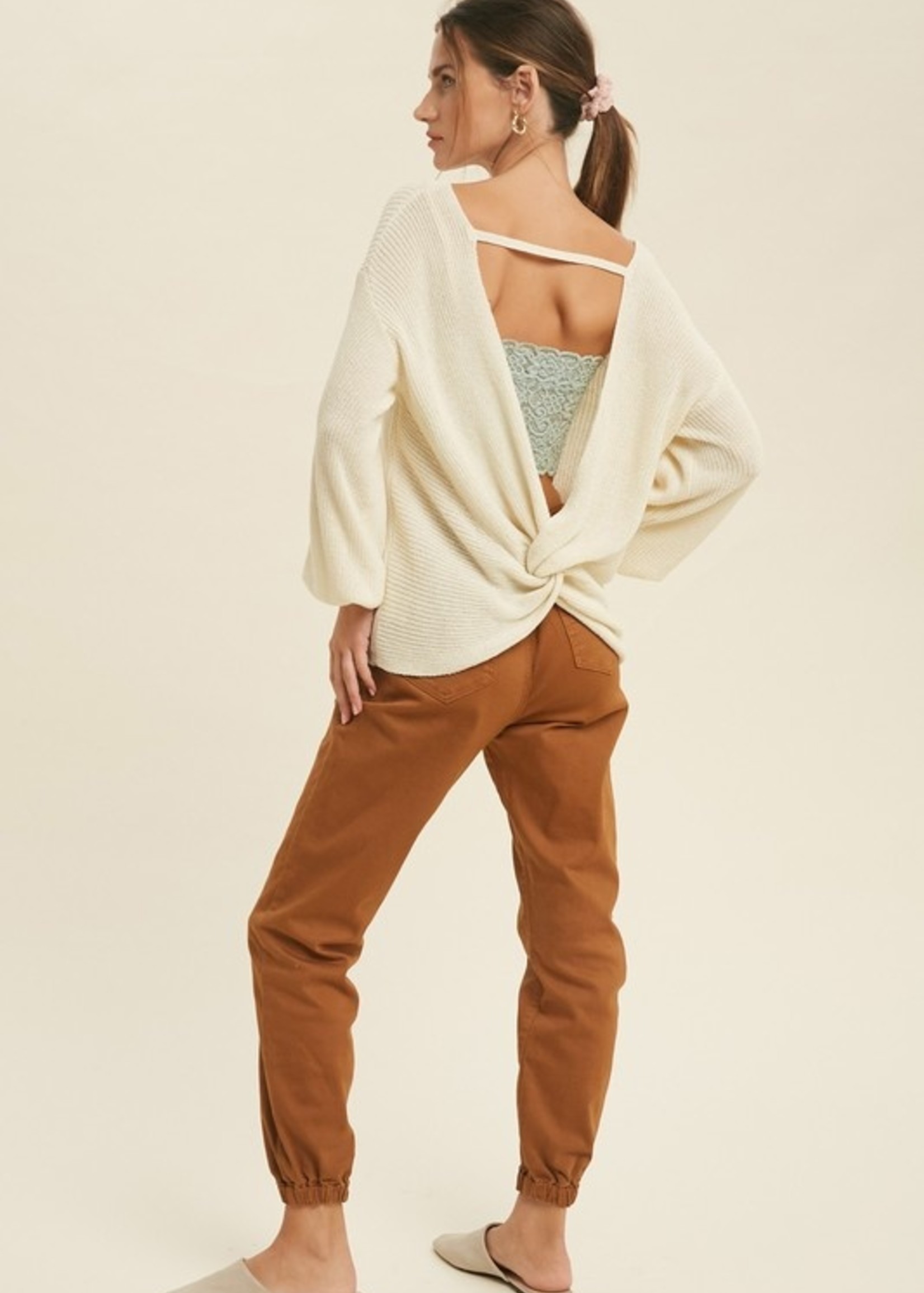 Open Back Sweater - Taupe