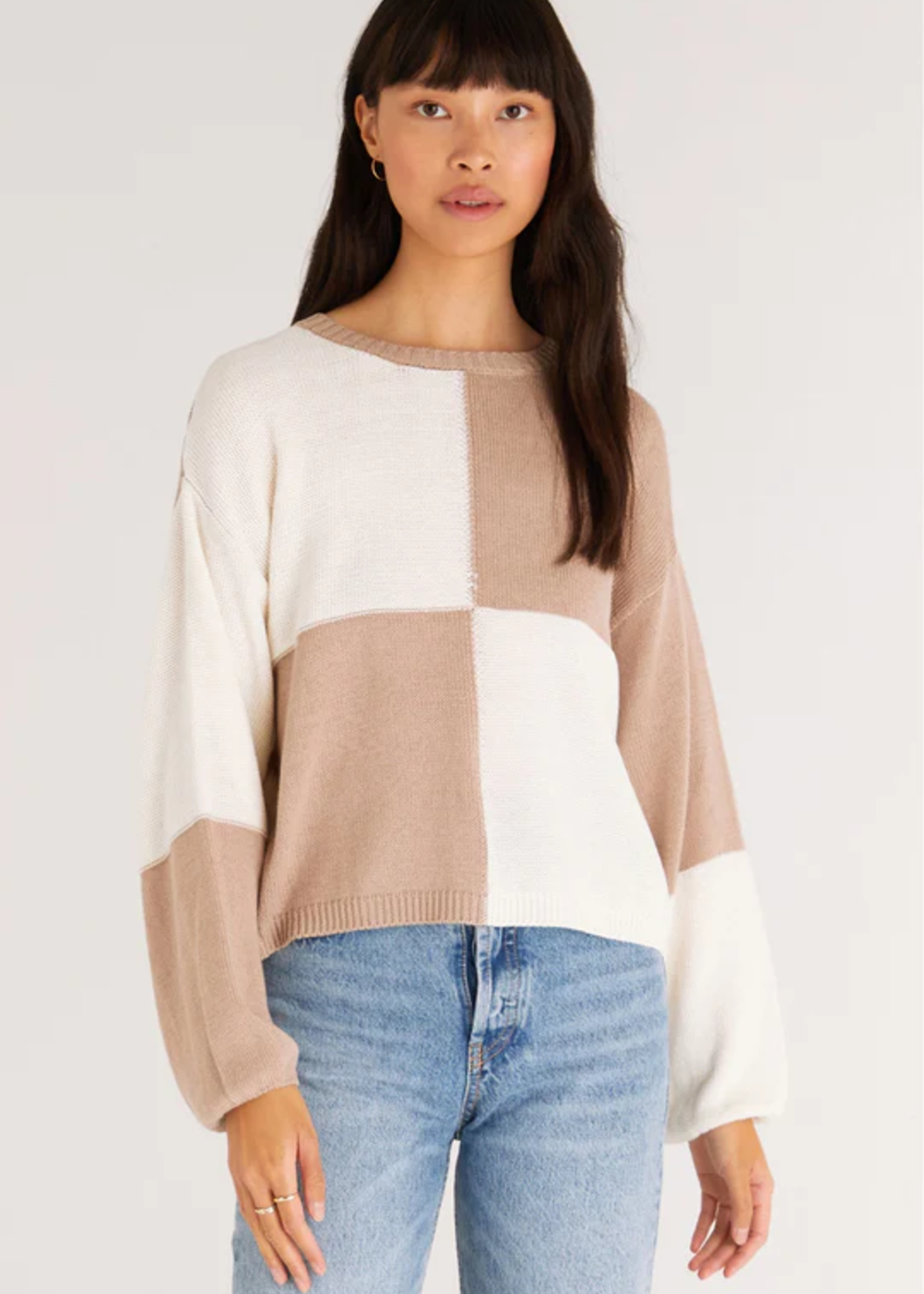 Z Supply Colorblock Sweater - Feather Taupe