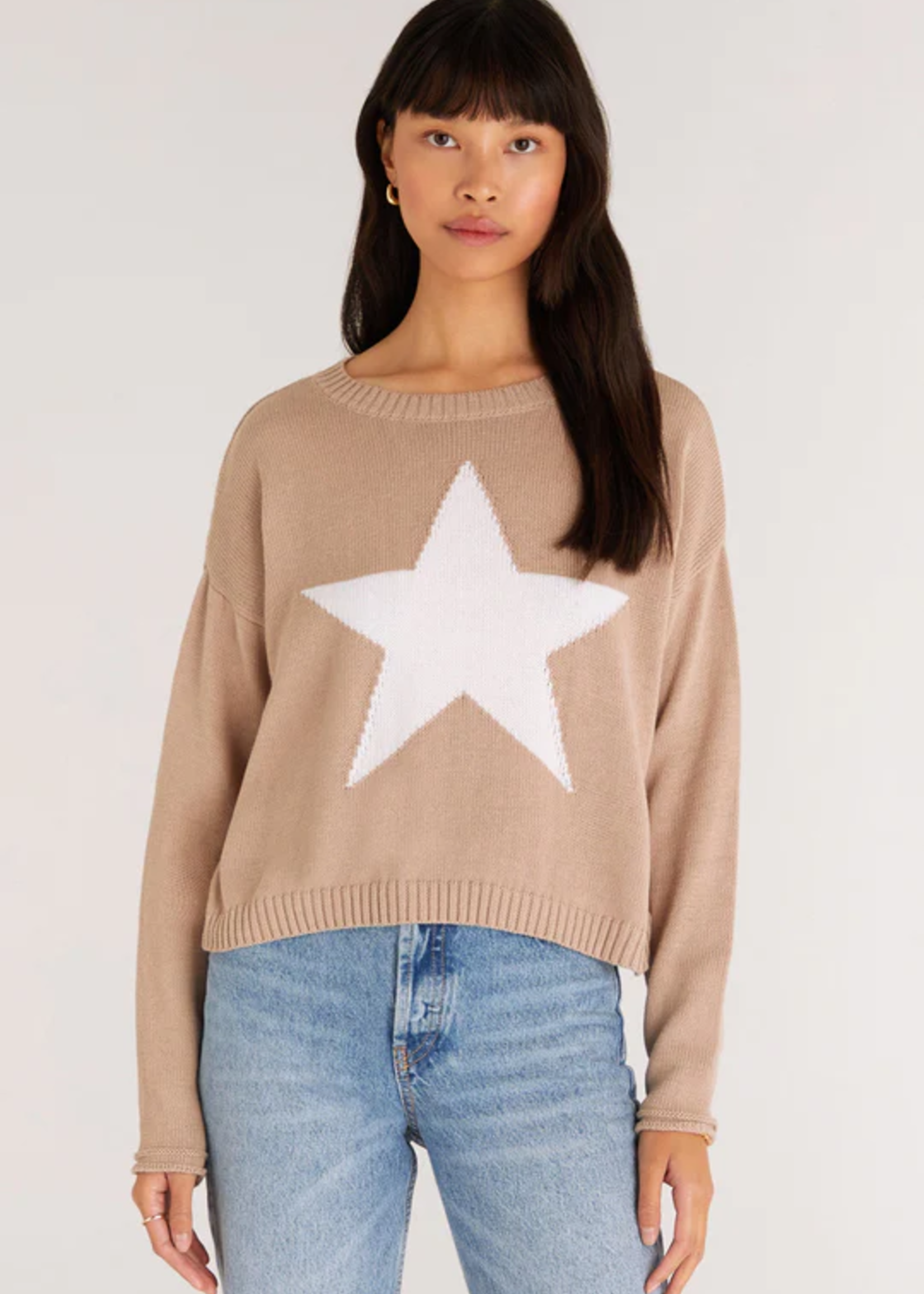 Z Supply Sienna Star Sweater - Feather Taupe