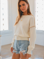 Edge Embellished Pullover Sweater - Off White