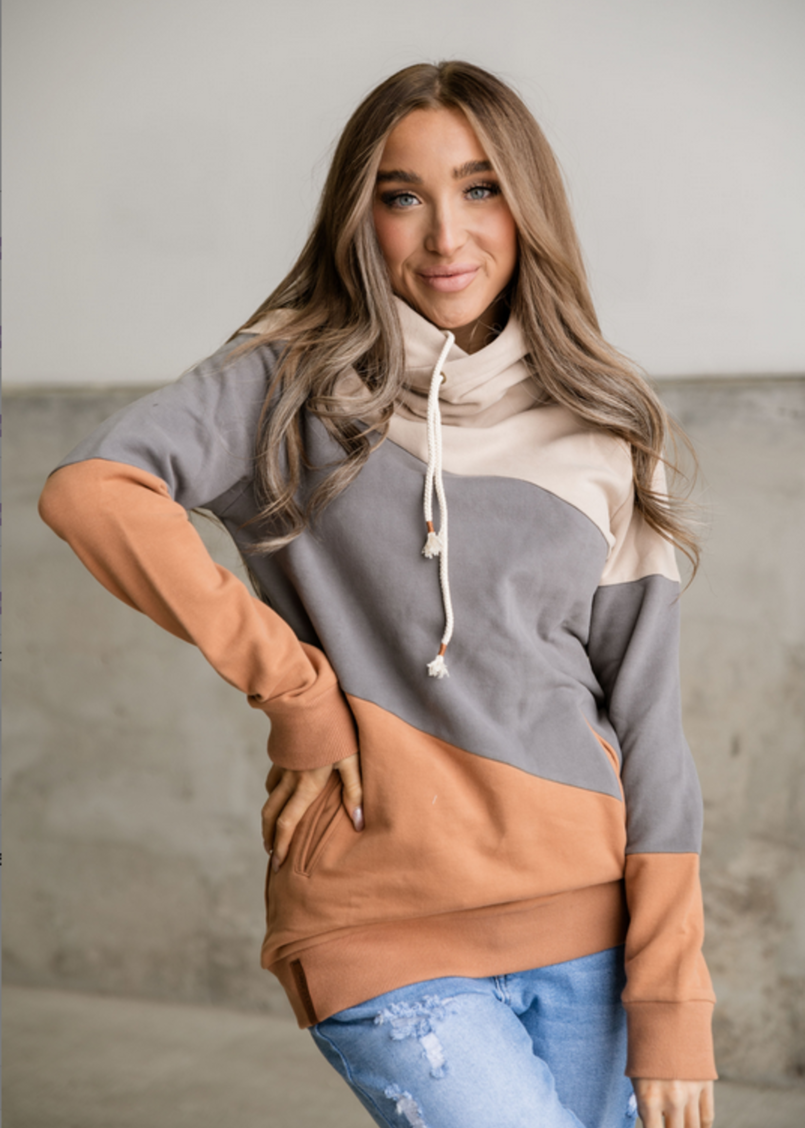 Ampersand Avenue Singlehood Sweatshirt - Cream/Grey/Orange