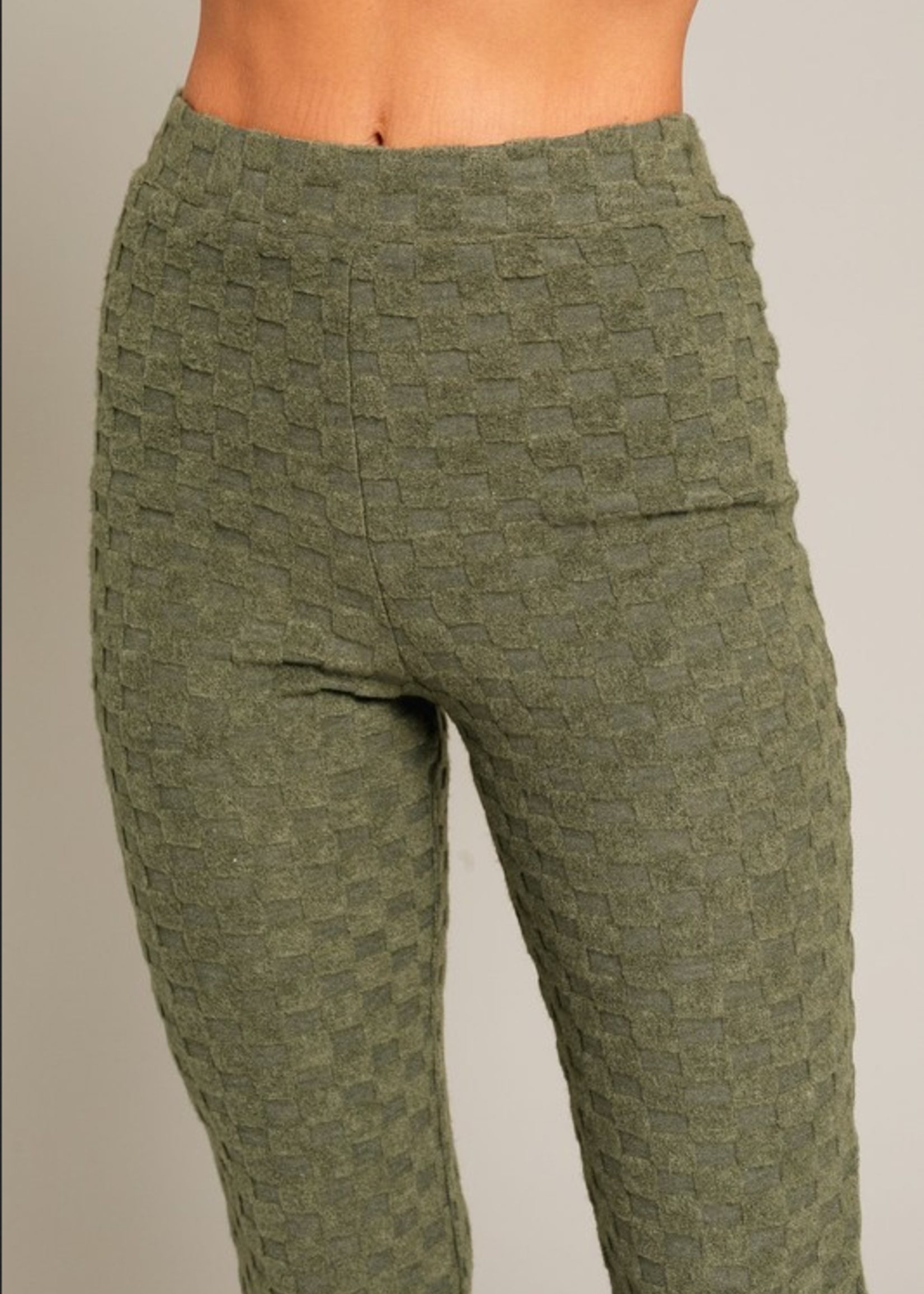 Checkered Flare Pant - Olive