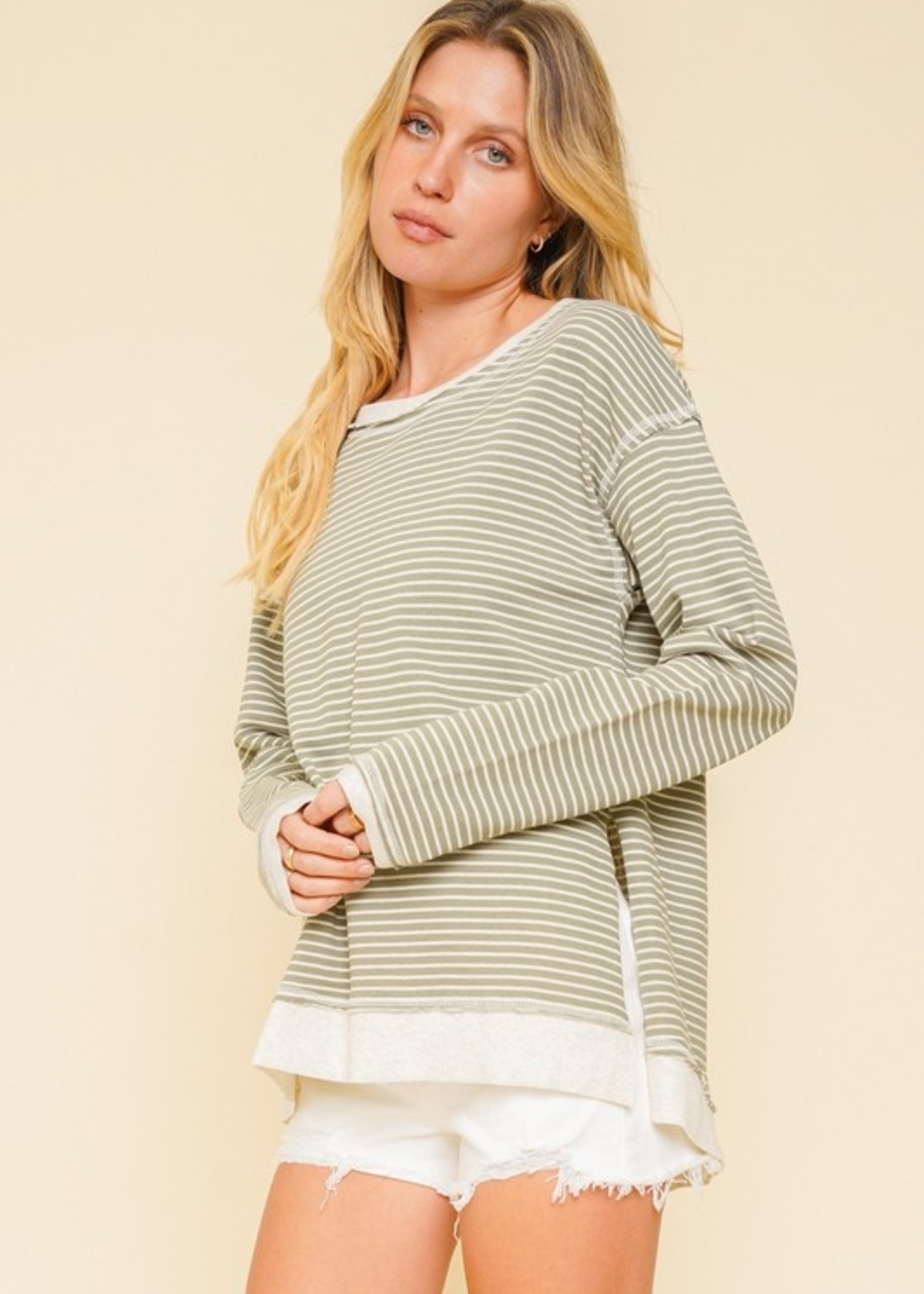 Stripe Pullover - Olive
