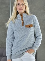 Quilted Snap Front Pullover - Heather Grey