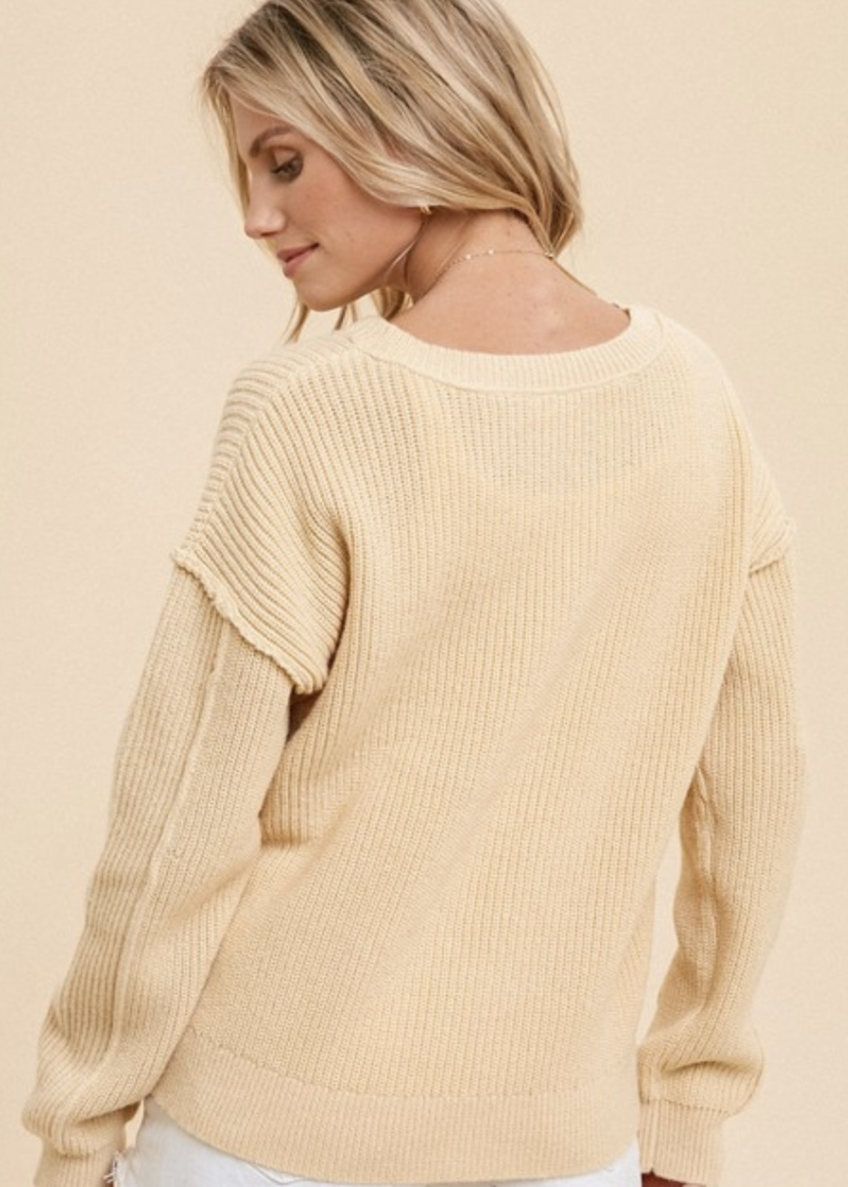 Crossover Hem Sweater - Yellow