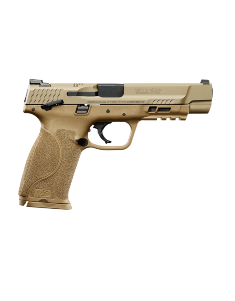 Smith & Wesson SMITH & WESSON M&P 9 M2.0, #11537, 9MM, 5”, ARMORNITE FINISH, FDE FRAME, FIXED SIGHTS, THUMB SAFETY, 2 MAGAZINES