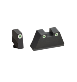 AMERIGLO SUPPRESSOR HEIGHT NIGHT SIGHTS, FOR GLOCK, #GL-349, 3XL, 3 DOT GREEN TRITIUM, WHITE OUTLINE FRONT AND GREEN TRITIUM, WHITE OUTLINE REAR