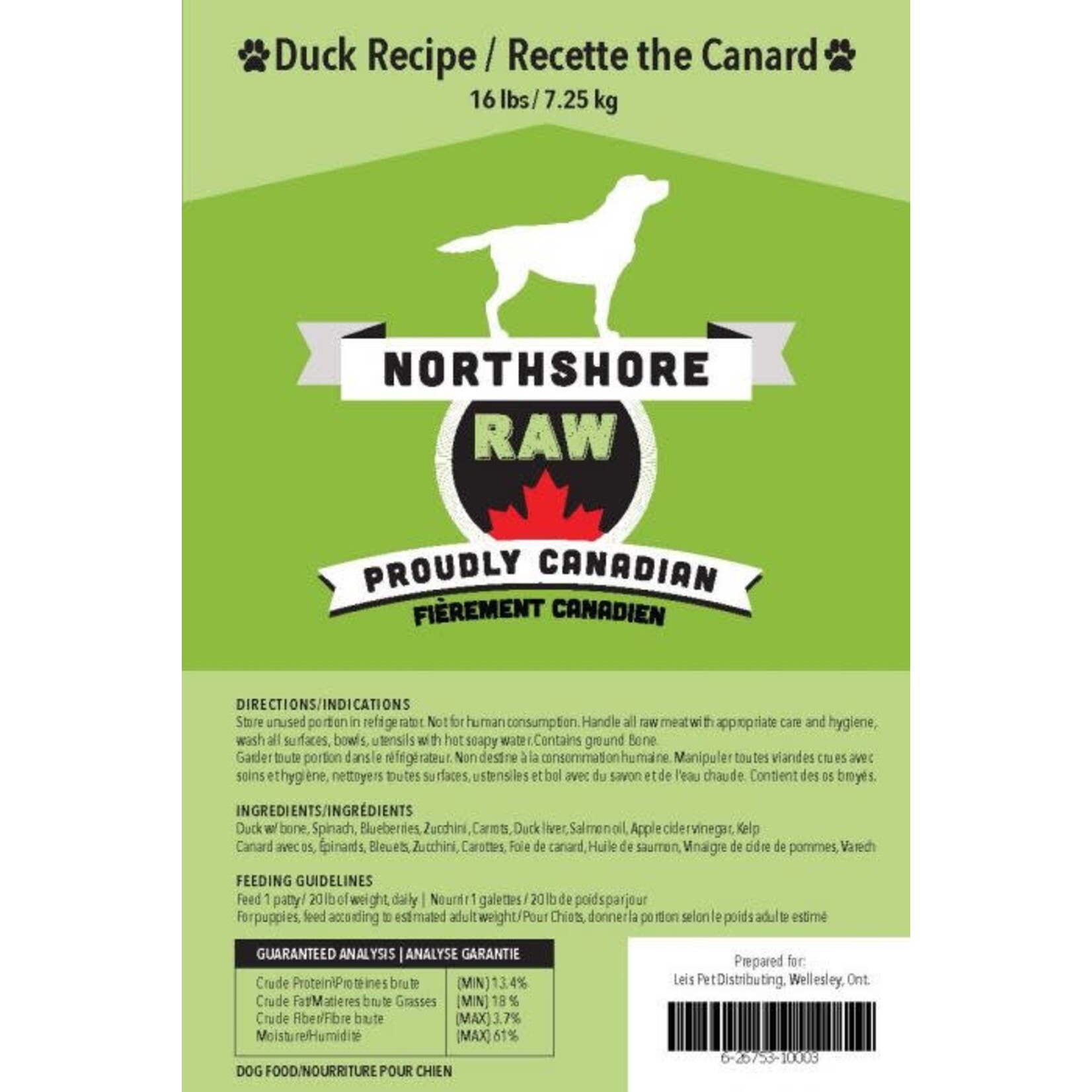 Northshore Raw Duck Recipe 16lb