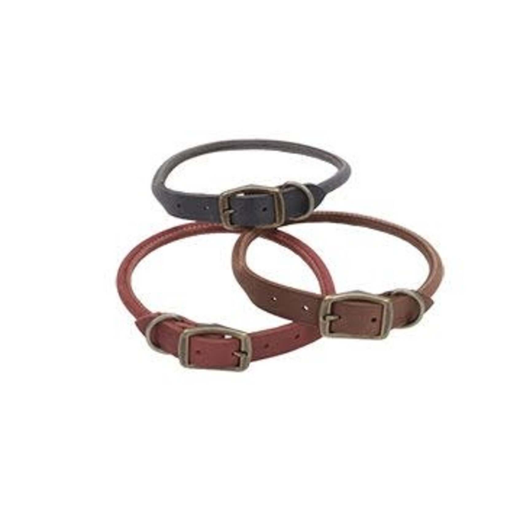 Coastal® Circle T Rustic Leather Round Collar Slate Grey Dog 1X1PC 3/4x20in