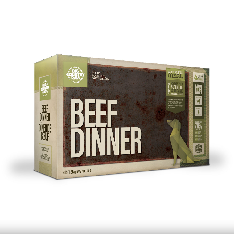 Big Country Raw Beef Dinner Carton 4lbs Heritage Pet and Garden