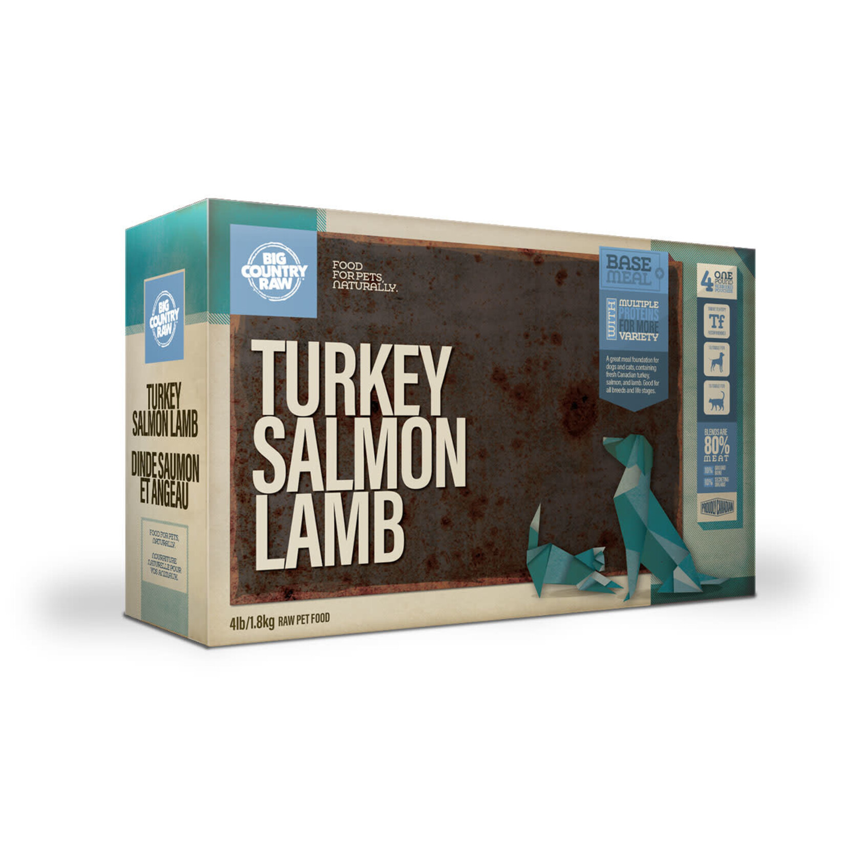 Big Country Raw Big Country Raw Turkey Salmon Lamb Blend Carton 4lbs