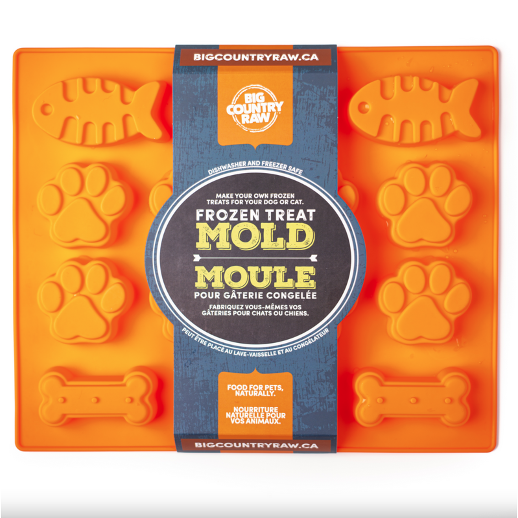 Big Country Raw Frozen Treat Mold – Fish, Paw & Bone Shape – Large