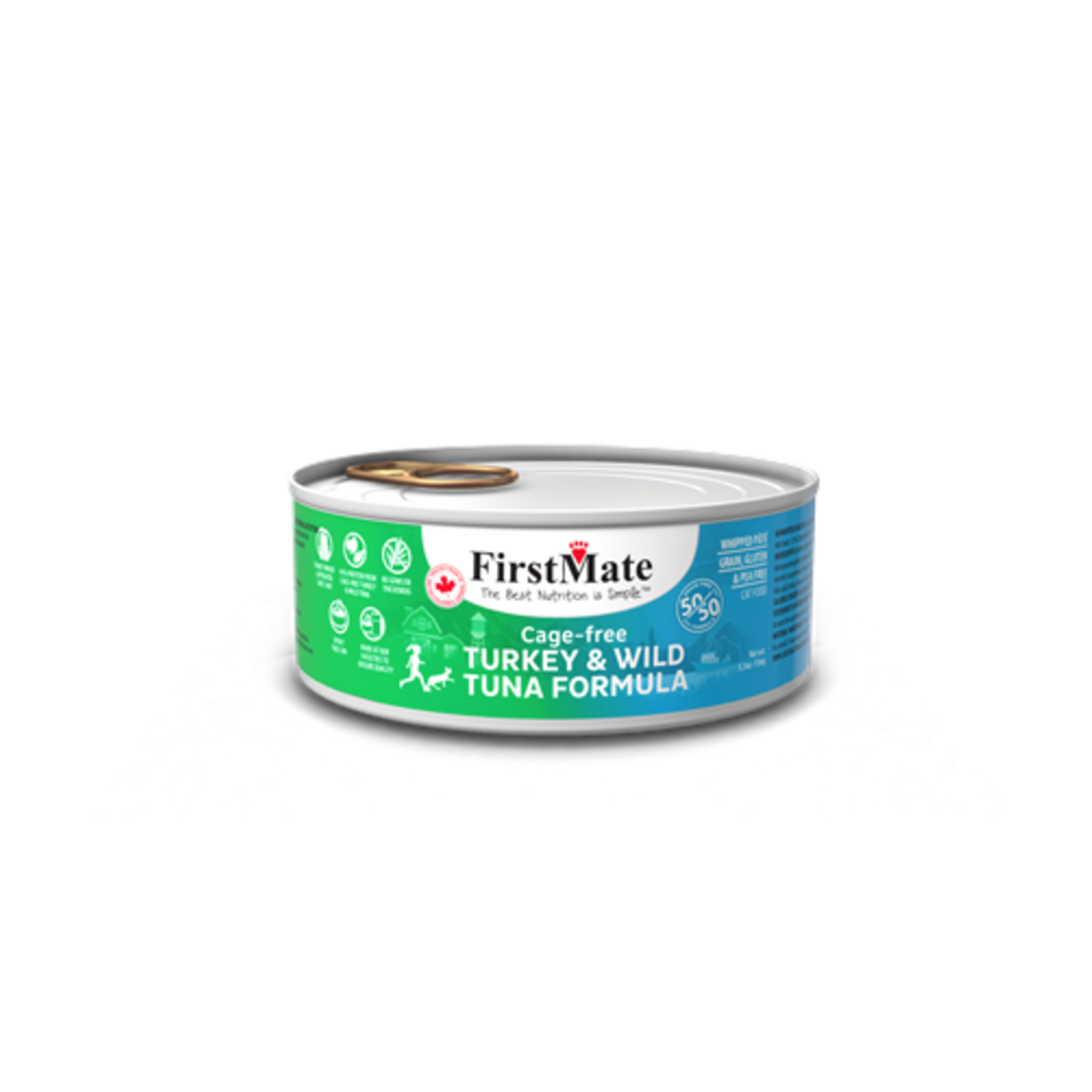 FirstMate FirstMate Grain Free 50-50 Blend Turkey Tuna Cat Can 156g