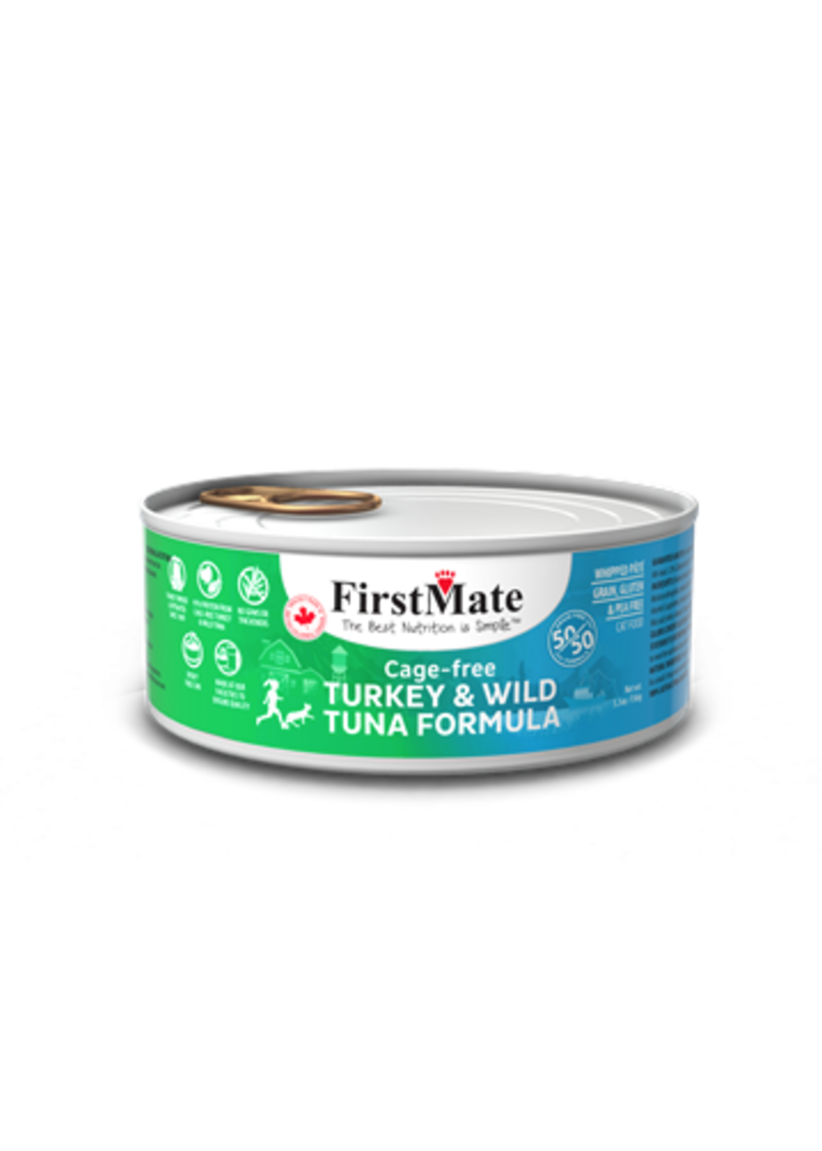 FirstMate FirstMate Grain Free 50-50 Blend Turkey Tuna Cat Can 156g