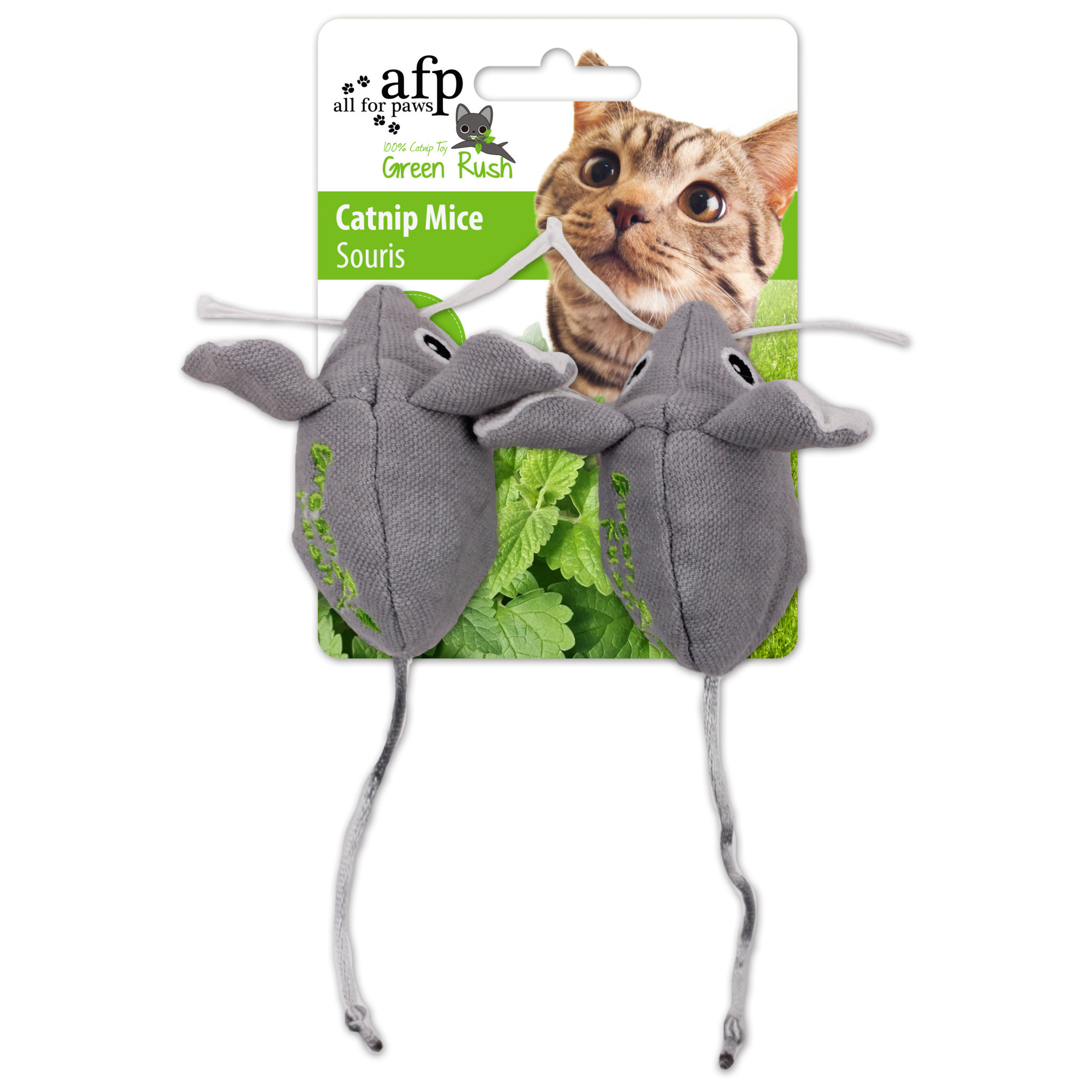 All for Paws Cat Toy Catnip Mice Assorted (Blue/Green), 2 pack
