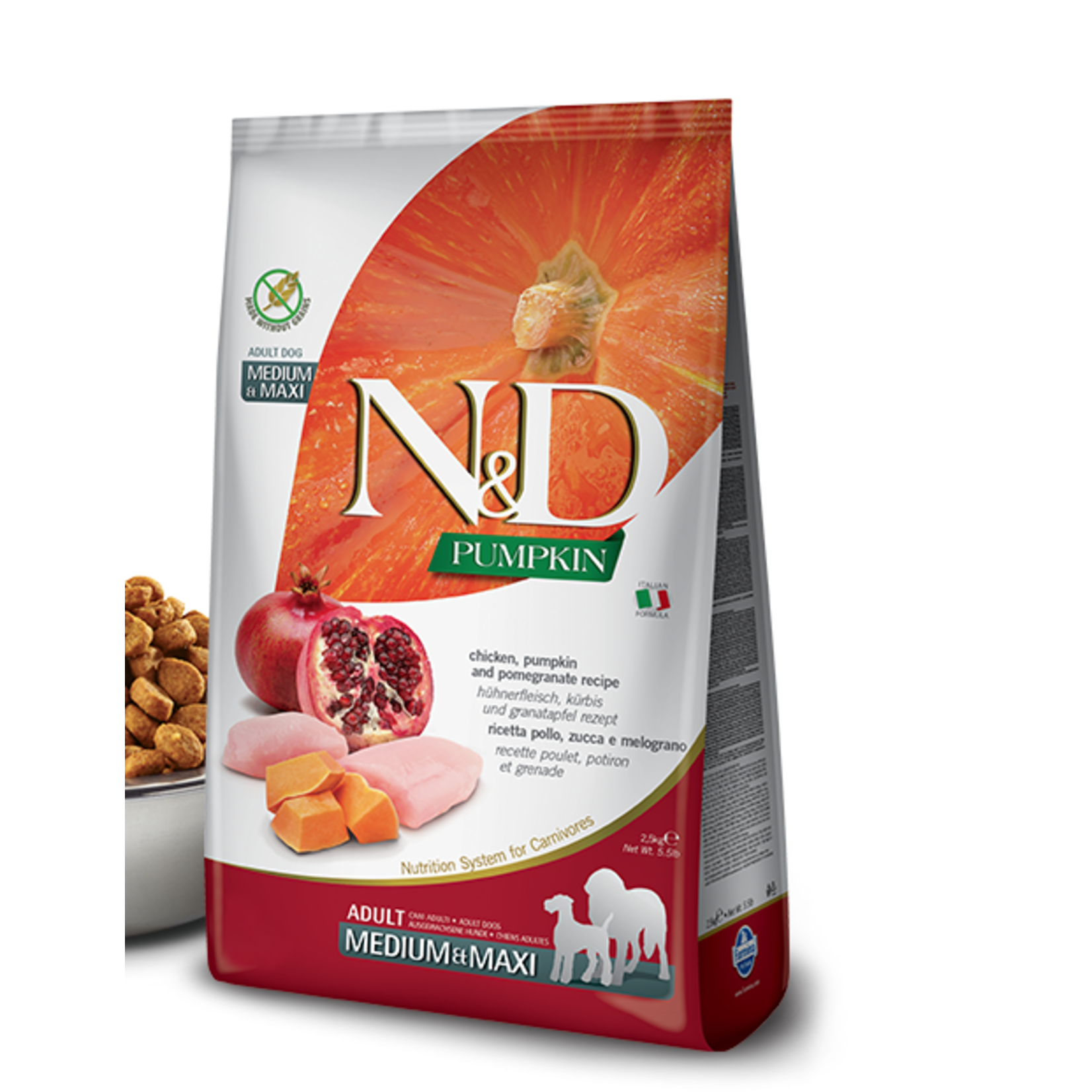 Farmina N&D Dog Chicken & Pomegranate with Pumpkin Med/Maxi 26.4lbs