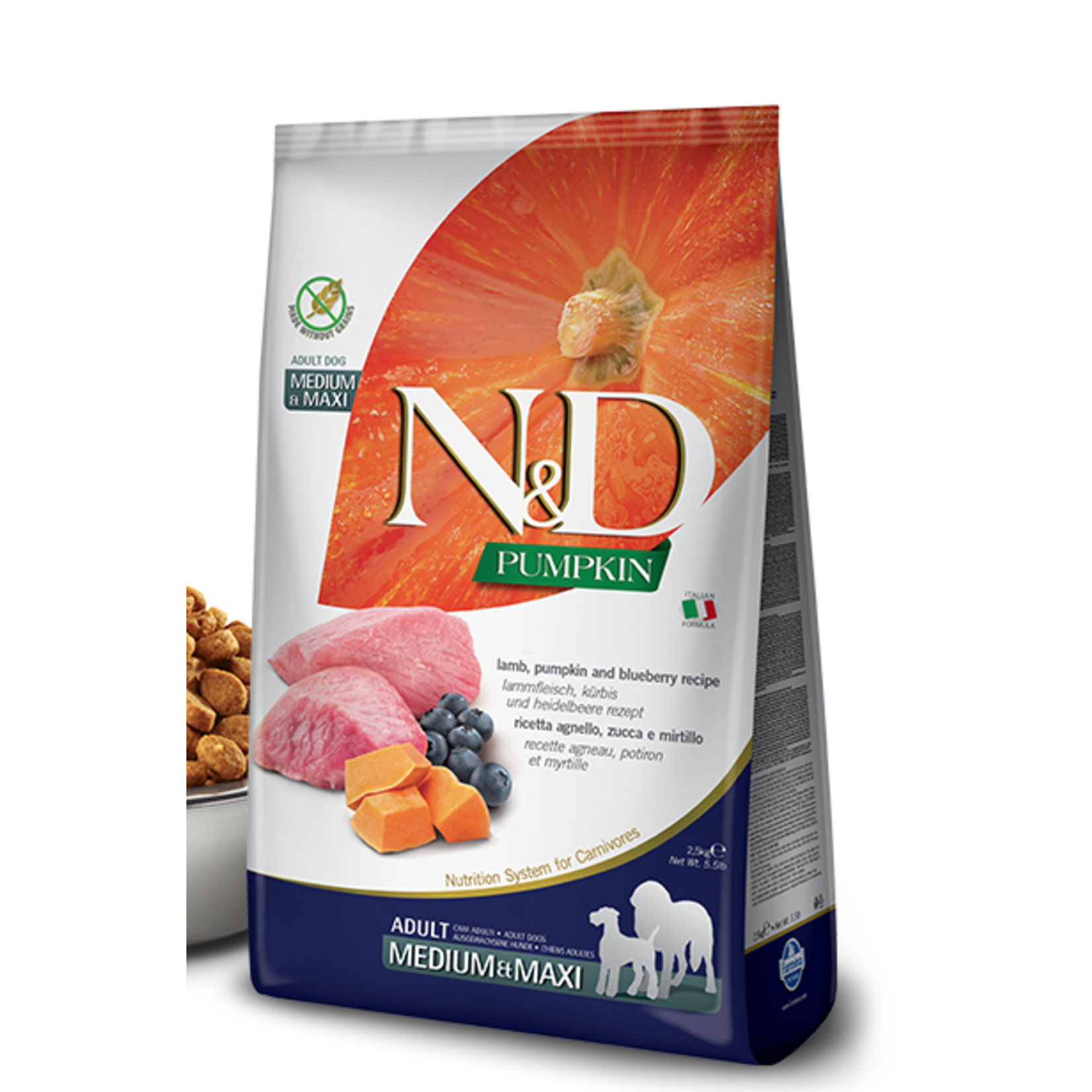 Farmina N&D Dog Lamb & Blueberry w/Pumpkin Adult Med/Maxi 5.5lb