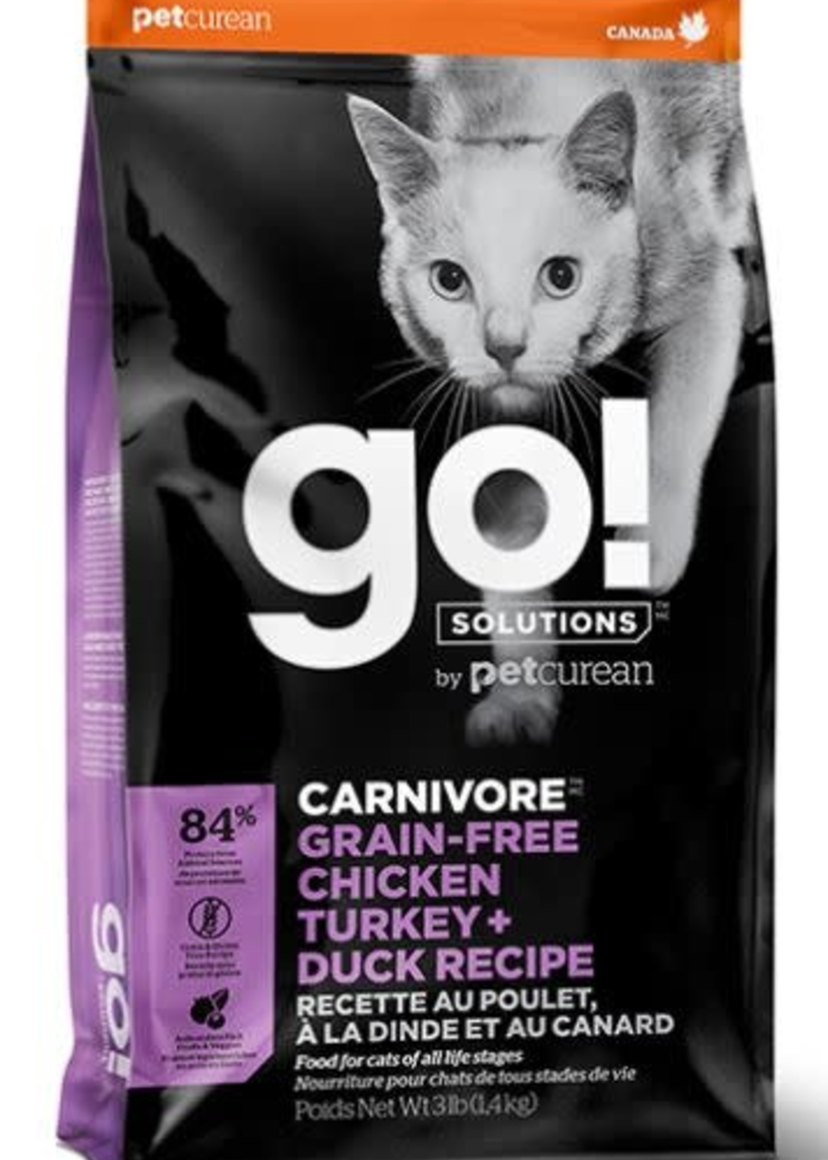 Go! Solutions GO! Cat Carnivore Grain Free Chicken Turkey Duck Cat 3lb