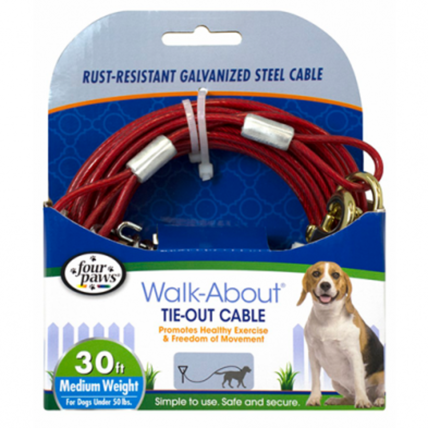 Four Paws Four Paws Tie-Out Cable Med.Red 30'