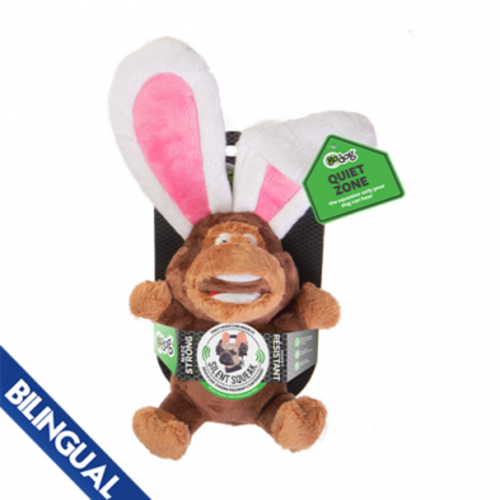 GoDog goDog® Silent Squeak™ Flips Monkey Rabbit Large Dog Toy