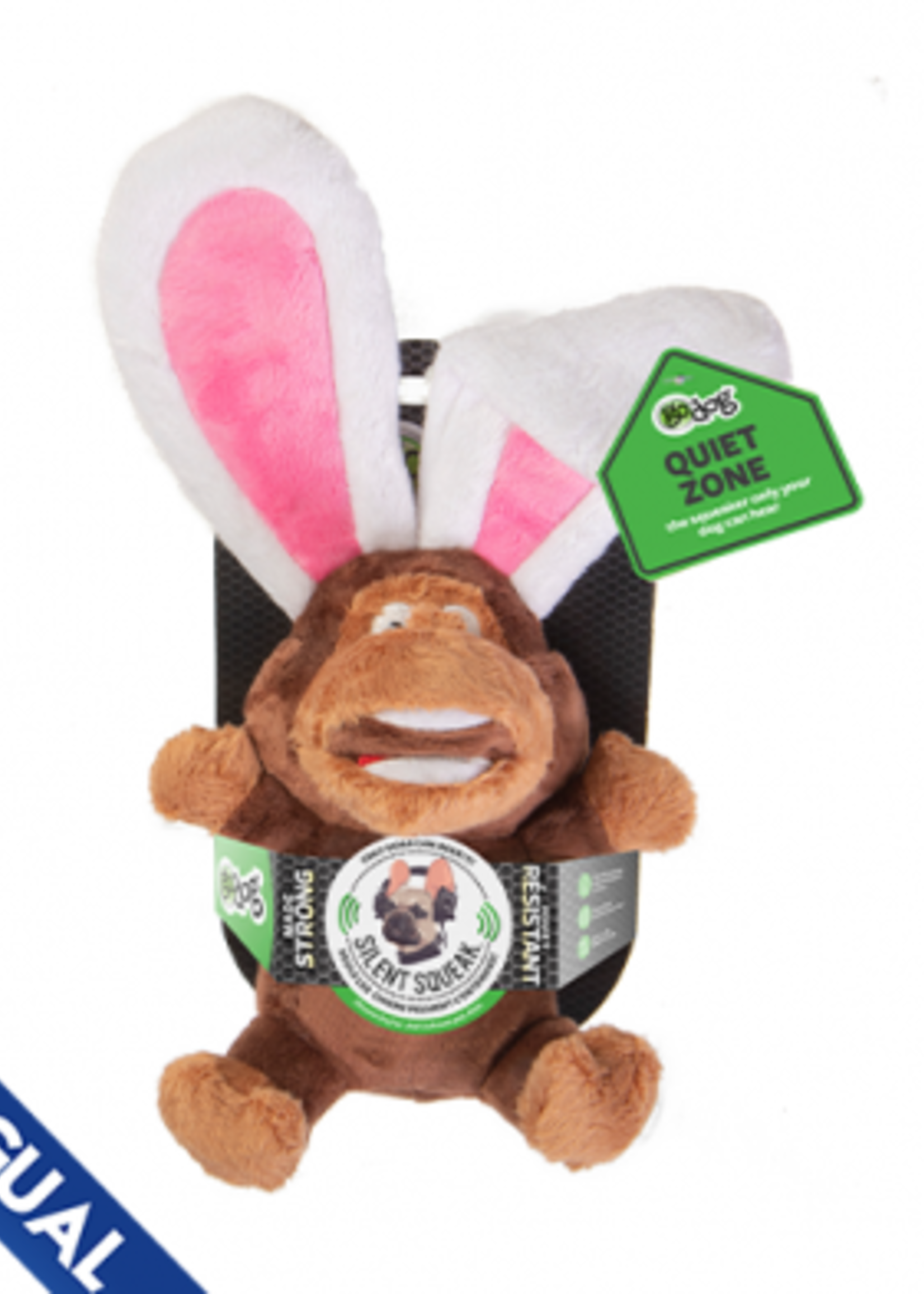 GoDog goDog® Silent Squeak™ Flips Monkey Rabbit Large Dog Toy