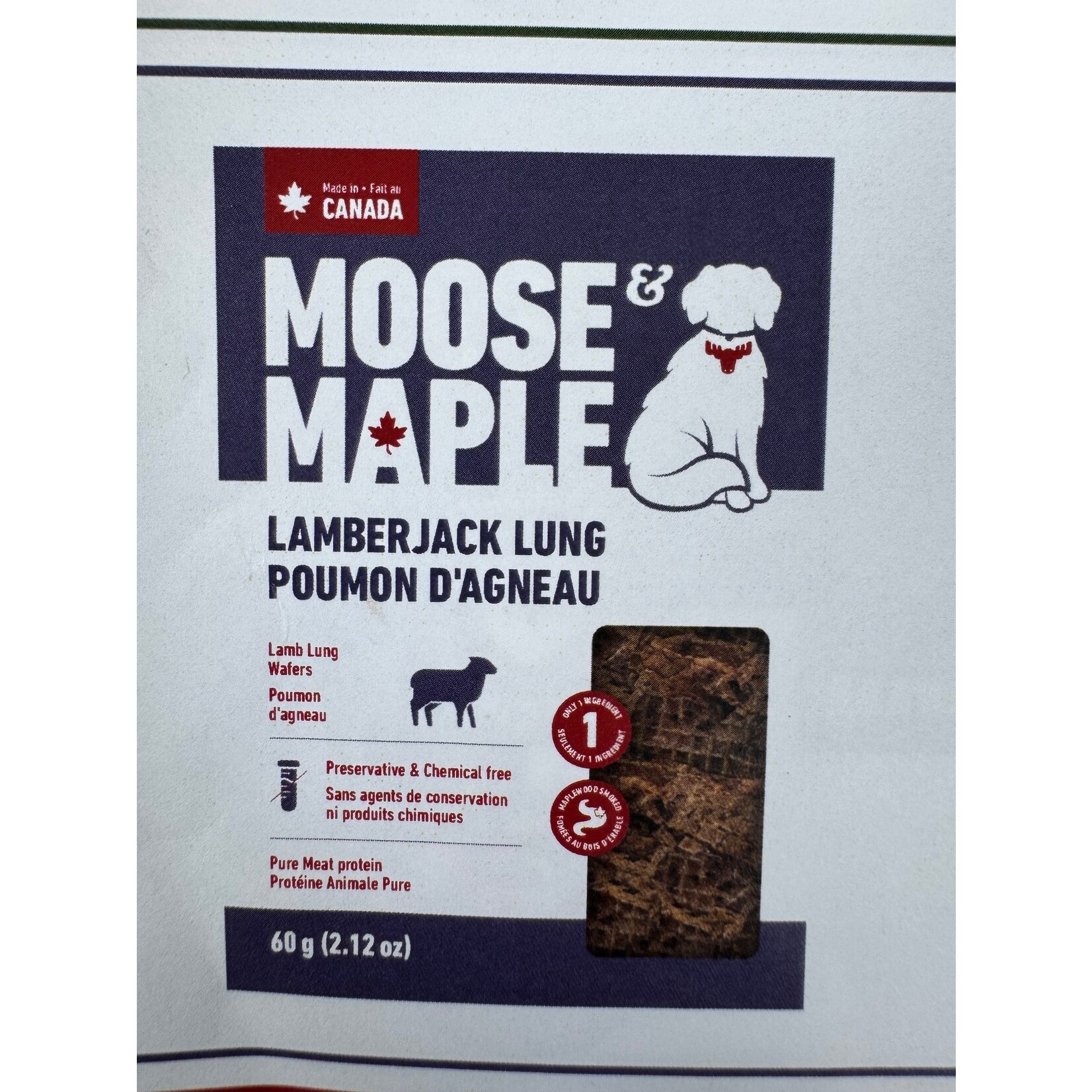 Moose & Maple Moose & Maple Lamberjack Lung -Lamb Lung Wafers 60 g
