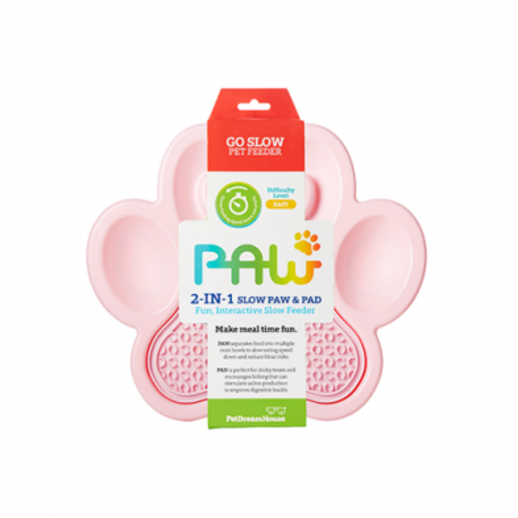 Pet Dream House PAW 2-in-1 Slow Feeder Dish & Lick Pad Pink