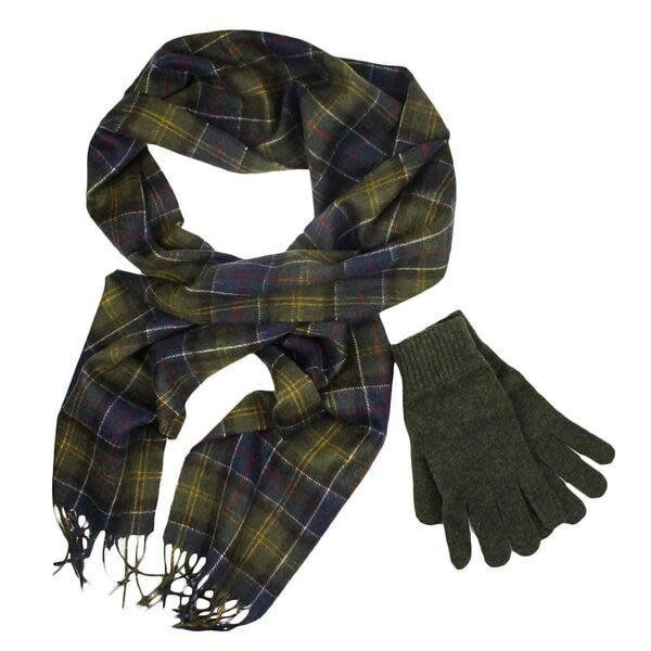 mens barbour scarf and glove gift set