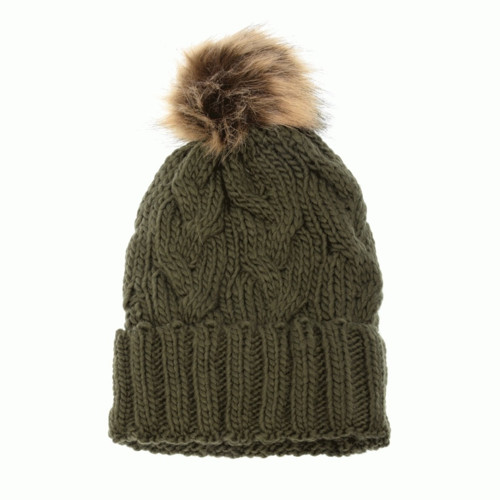 Joy Susan Joy Susan Cable Knit Pom Pom Hat