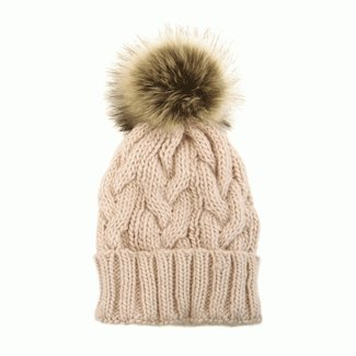 Joy Susan Joy Susan Cable Knit Pom Pom Hat